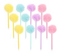 LALAFINA Penna Sfera Soffice Pompom, Set da 12 Pezzi in Plastica, Decorativa e Impugnatura Confortevole, per Home e Homework Sessions, per Studenti, Back To School Party
