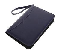 LALAFINA Portfolio Binder Organizer con Cerniera in Pelle Artificiale Blu, Cartella Portadocumenti Multifunzione, Compatto e Leggero, per Riunioni di Lavoro e Lavoro da Remoto,