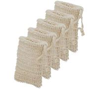 LALAFINA Sacchetti Esfolianti in Lino Cotone con Coulisse e Tessuto Traspirante 5 Pezzi per Bagno e Doccia Salvasapone e Facile Conservazione