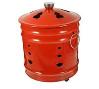 LALAFINA Secchio Inceneritore Rosso in Smalto per Bruciare Carta e Denaro, Resistente e Creativo, per Giardino e Foglie Cadute, 1 Pezzo Stili multipli