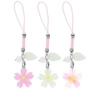 LALAFINA Set 3 Pezzi Cordini per Telefono Charm Fiore di Ciliegio in Resina, Resistenti allo Sbiadimento e Comodi da Portare, come Regalo alla Moda