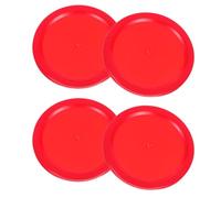 LALAFINA Set 4 Dischi Air Hockey 50mm in Plastica Rosso Design Ergonomico e Scivolatori per e Tavolo Air Hockey