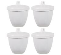 LALAFINA Set 4 Pezzi Crogioli Ceramici con Coperchio da 100ml, Resistenza Chimica e Buona Isolazione per Industria Chimica e Farmaceutica