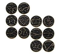 LALAFINA Set di 12 Spille Costellazioni dello Zodiaco in Lega Nera, Delicati e Facili da Portare, per Decorare Borse e Cappelli