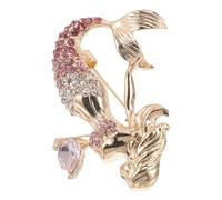 LALAFINA Spilla da Donna a Forma di Sirena Strass Rosa, Accessorio per Scialle e Cardigan, Spilla Marina Distintivo Scintillante, per Feste e Cosplay
