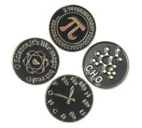 LALAFINA Spille Matematica e Scienza in Metallo 4 Pezzi Smaltate Nere per Borse Cappelli e Vestiti Accessori Estetici Unisex Chiusura Resistente
