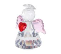 LALAFINA Statuetta Angelo Custode in Cristallo Rosa con Cuoricino e Piume, Decorazione Elegante per Soggiorno e Feste, Ornamento Natalizio da Collezione e Accento la Casa