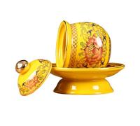 LALAFINA Tazza in Ceramica Gialla per Offerta Rituale, Coppa Decorativa Resistente dal Colore Brillante, per Uso Familiare nel Culto Buddista