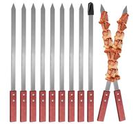 LALAGO 10 spiedini piatti in acciaio inox, 59,4 cm Adana, spiedini per barbecue, spiedini extra lunghi, per carne, forchetta in metallo, accessori per barbecue