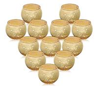 LALAGO 12 pezzi Barattoli per tealight,Vetro porta tealight maculato, Porta candele porta tealight, Barattoli per tealight decorazione di Natale decorazione da tavolo matrimonio (Oro)