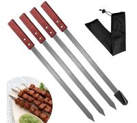 LALAGO 4 spiedini piatti in acciaio inox, 59,4 cm, spiedini extra lunghi, per carne e carne