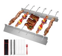 LALAGO 6 pezzi 39,5cm Spiedini per Griglia Kabob con Supporto, Spiedini per Griglia Lunghi in Acciaio Inox, Barbecue Cornice Spiedini con Spazzola e Sacchetto per Barbecue a Carbonella ed Elettrici