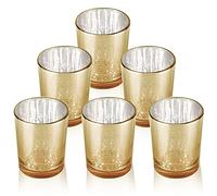 LALAGO Barattoli per tealight set di 6, vetro porta tealight maculato, porta candela porta tealight, barattoli di candela per tealight decorazione tavola di Natale matrimonio(Oro)