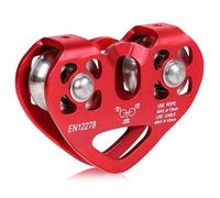 lalago Carrucola di Rinvio Rosso 30KN, Carrucola Tandem a Doppia velocità a Forma di Cuore con Doppia Puleggia per Cavi d'Acciaio Ø8-12mm e Cavi Tessili Fino a Ø13mm per Arrampicata, Soccorso, Traino