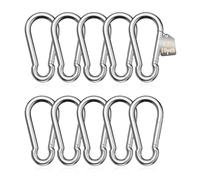 LALAGO Moschettone inox a molla diametro, 10Pcs M8 80mm x φ8 mm, Set di moschettoni Grande, Moschettoni Heavy Duty in Acciaio Inox 304, Moschettone Multifunzione per Altalena, Campeggio o Slackline