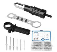 LALAGO Pinze per rivetti con 180 pezzi di rivetti ciechi, adattatore per rivetti per trapano avvitatore a batteria, adattatore elettrico per rivetti ciechi, kit di adattatori con 6 misure Pop rivetti