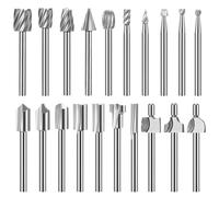 LALAGO Set di 20 frese rotanti HSS per intagliare il legno, set di frese per metallo Dremel, frese rotative in metallo duro, per lavorazione del legno, intaglio, foratura