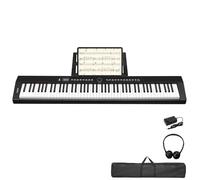 LALAHO E-Piano 88 tasti semi-ponderati, pianoforte digitale per principianti, tastiera Full Size con supporto a X doppio tubo, pedale di supporto, supporto per spartiti, cuffie, Bluetooth MIDI, nero