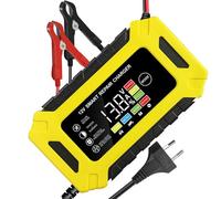 LALALUYE Caricabatterie Auto, 6A/12V Carica Batteria per Auto Multi Protezioni di Carica Automatico Caricatore Intelligente, con Schermo LCD, Mantenitore Batteria Moto per Auto Moto Tosaerba