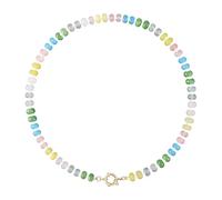 LALAPPLE Collana con perline colorate da donna, girocollo con perline arcobaleno bohémien con perline di cristallo in pietra naturale, collana estiva fatta a mano da spiaggia, 17.5 inches, Pietra