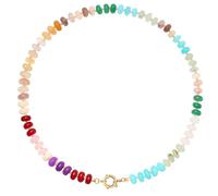 LALAPPLE Collana con perline colorate da donna, girocollo con perline arcobaleno bohémien con perline di cristallo in pietra naturale, collana estiva fatta a mano da spiaggia, 17.5 inches, Pietra