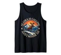L'Alaska Sta chiamando e io Moose Go Funny Wildlife Travel Canotta