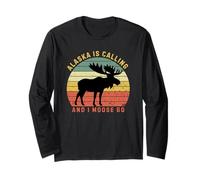 L'Alaska sta chiamando e io Moose Go Tourist Travel Divertente Retro Maglia a Manica