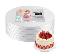 LALATOK 6Pcs Cakeboard Sottotorta, Base per Torta, 25cm/10 Pollici Tamburi per Torta Riutilizzabili, Piatti Base per Torta per Il Trasporto di Torte, Cartoncino Rotondo per Torta per Matrimonio, Festa