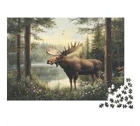 L'alce nella foresta Rompicapo 1000 Pezzi In Resistente E Durevole, Un Gioco Di Puzzle Per Brain Training Puzzle, Ideale Per Decorazione Casa, Enigma Del Regalo Di Natale 38x26cm/1