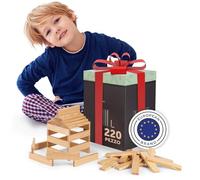Laleni Costruzioni in Legno per Bambini 220 Pezzi - Blocchi e Mattoncini Educativi in Legno per Apprendimento e Creatività