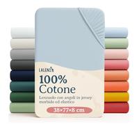 Laleni Lenzuolo Jersey 38x77 cm per Culla Ovale 2 Pezzi - Certificato OEKO-TEX - Lenzuolo per Moseskorb 100% Cotone - Lenzuolo per Lettino - Biancheria Letto Bambino Azzurro