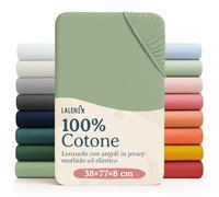 Laleni Lenzuolo Jersey 38x77 cm per Culla Ovale 2 Pezzi - Certificato OEKO-TEX - Lenzuolo per Moseskorb 100% Cotone - Lenzuolo per Lettino - Biancheria Letto Bambino Verde