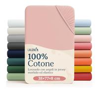 Laleni Lenzuolo Jersey 38x77 cm per Culla Ovale 2 Pezzi - Certificato OEKO-TEX - Lenzuolo per Moseskorb 100% Cotone - Lenzuolo per Lettino - Biancheria Letto Bambino Rosa