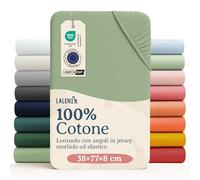 Laleni Lenzuolo Jersey 38x77 cm per Culla Ovale - Certificato OEKO-TEX - Lenzuolo per Stubenwagen 100% Cotone - Lenzuolo per Lettino - Biancheria Letto Bambino Verde