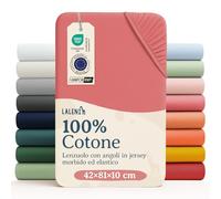 Laleni Lenzuolo Jersey 42x81 cm per Babybay Original - Certificato OEKO-TEX - Lenzuolo per Culla 100% Cotone - Lenzuolo per Lettino - Biancheria Letto Bambino Corallo