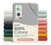 Laleni Lenzuolo Jersey 50x89 cm per Babybay Maxi - Certificato OEKO-TEX - Lenzuolo per Culla 100% Cotone - Lenzuolo per Lettino - Biancheria Letto Bambino Grigio