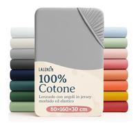 Laleni Lenzuolo Jersey 80x160 cm per Lettino 1 Pezza - Certificato OEKO-TEX - Lenzuolo per Moseskorb 100% Cotone - Lenzuolo per Lettino - Biancheria Letto Bambino Grigio