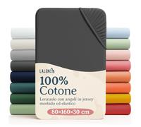 Laleni Lenzuolo Jersey 80x160 cm per Lettino 1 Pezza - Certificato OEKO-TEX - Lenzuolo per Moseskorb 100% Cotone - Lenzuolo per Lettino - Biancheria Letto Bambino Antracite