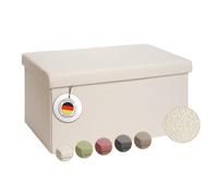 Laleni panca contenitore grande - panca camera da letto 76x38 cm - cassapanca contenitore da interno - panche contenitori - panca contenitore camera da letto - puff contenitore rettangolare - in beige