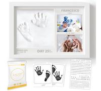 Lalfof® Cornice Impronta Mani e Piedi Neonati 2in1 con Nome. Cornice impronte neonato con kit in argilla e inkpad. Idea regalo per neonato maschio o regalo neonata femmina. kit impronte neonato 2in1
