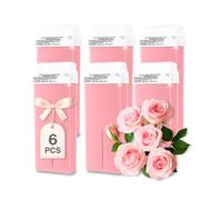 LALILL Cera Depilatoria Roll-on Rosa 100ml x6 - Ricariche Cera Calda Naturale - Per Gambe, Viso, Ascelle, Labbro - Cartucce Roll-on Unisex, Uso Professionale e Domestico