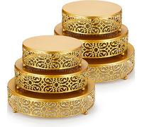 Lallisa Set di 6 alzate rotonde in metallo da 30,5 cm, 25,4 cm, 25,4 cm, 20,3 cm, per torte e dessert, per feste di Halloween, cupcake, caramelle, matrimoni, compleanni, baby shower (oro)