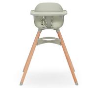 Lalo The Chair - Seggiolone convertibile 3 in 1, in legno, per neonati e bambini, con vassoio lavabile in lavastoviglie, poggiapiedi regolabile e cuscino lavabile in lavatrice, colore: salvia