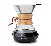 Lalord Caffettiera Pour Over con Filtro in Acciaio Inox, Caraffa in Vetro Borosilicato da 800ml, Filtro in Acciaio Inossidabile a Doppio Strato e Collare in Legno Moderno, Capacità 4-6 Tazze.