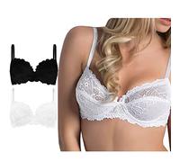 L'altra Cotonella 2 Reggiseni Bianco e Nero Donna Sexy in Pizzo con Ferretto Coppa C Lingerie Sabrina (2 Pz (Bianco 1 Pz/Nero 1 Pz), 4/L)