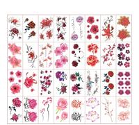 L'altro lato degli adesivi del tatuaggio floreale impermeabilizza i modelli femminili, rosa di lunga durata, piccoli fiori freschi per coprire gli adesivi per le cicatrici, adesivi per le mani sul pet
