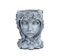 Laluky Vaso per piante grasse a testa femminile, vaso da fiori con figura di donna, supporto per fiori succulente da scrivania, vaso per piante grasse in resina, vaso creativo per piante grasse da