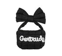 Lam Hub Fong Borsa Donna Personalizzata Mini Borsa Con Nome Borsa Ricamata Con Fiocco Borsa Trapuntata In Misto Cotone Poliestere Piccolo Regalo Per Donna Ragazza Mamma Amica (Nero)
