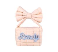 Lam Hub Fong Borsa Donna Personalizzata Mini Borsa Con Nome Borsa Ricamata Con Fiocco Borsa Trapuntata In Misto Cotone Poliestere Piccolo Regalo Per Donna Ragazza Mamma Amica (Rosa)