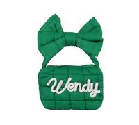 Lam Hub Fong Borsa Donna Personalizzata Mini Borsa Con Nome Borsa Ricamata Con Fiocco Borsa Trapuntata In Misto Cotone Poliestere Piccolo Regalo Per Donna Ragazza Mamma Amica (Verde)
